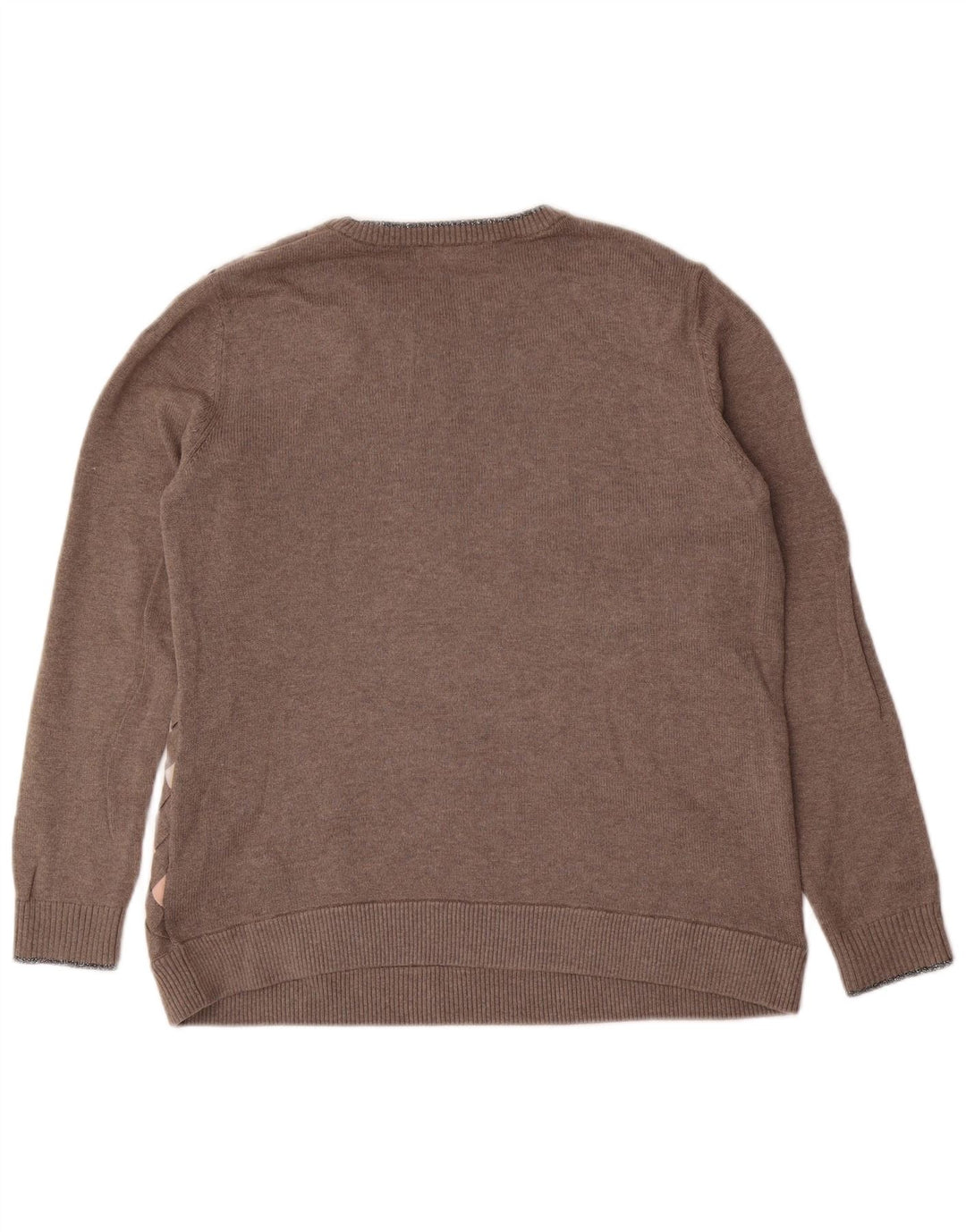 Suéter feminino Ted Baker com gola redonda, tamanho 3, cinza médio, Argyle/Diamante