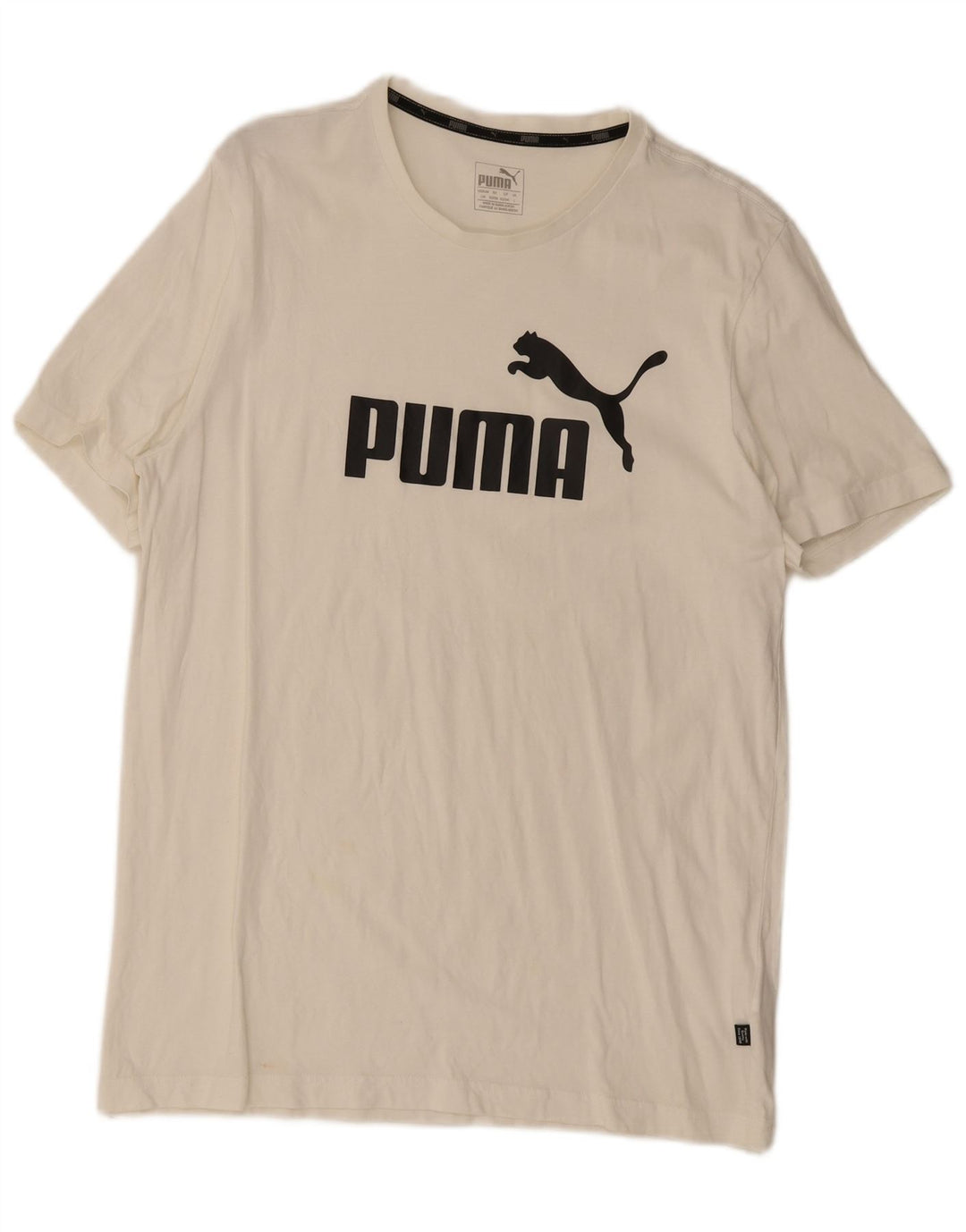 Puma Mens Graphic T-Shirt Top Grande Algodão Branco