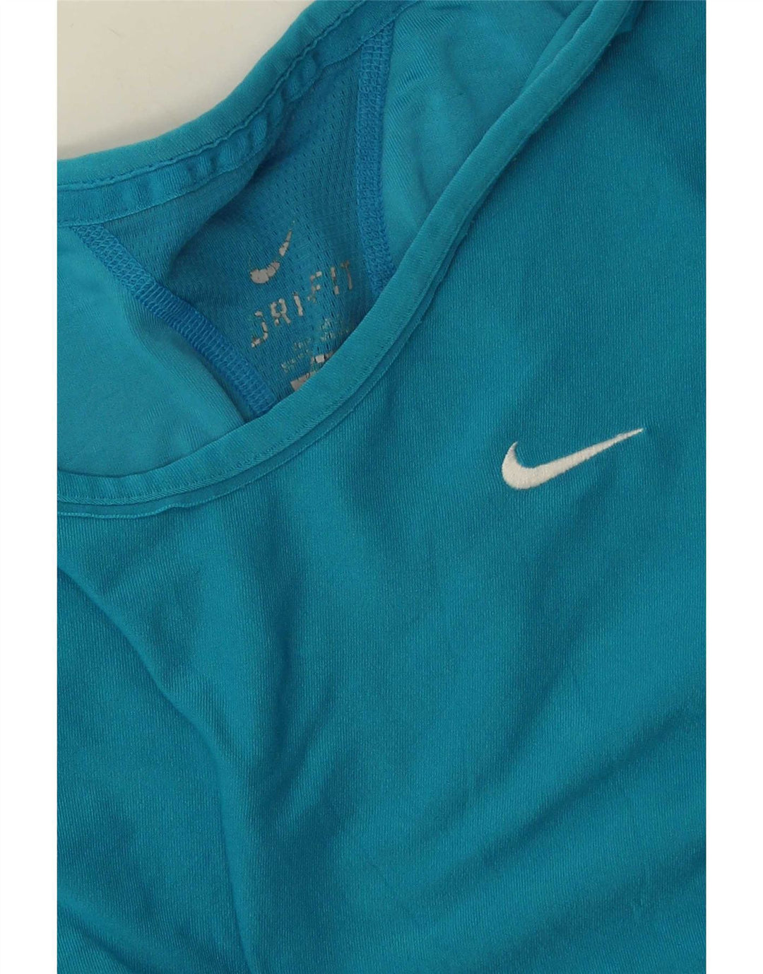 Camiseta feminina Nike Dri Fit Top UK 10 pequena azul poliéster