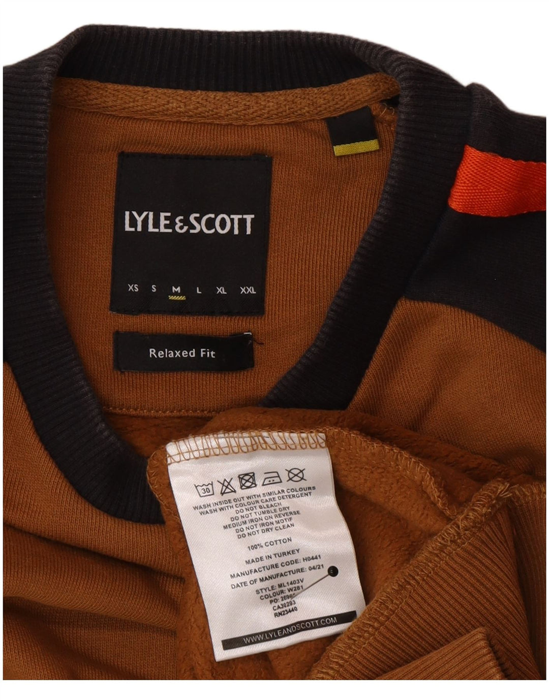 Lyle & Scott moletom masculino jumper médio marrom colorblock algodão
