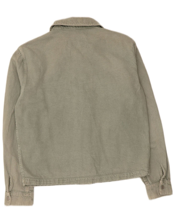 Camisa jeans masculina Zara algodão verde médio