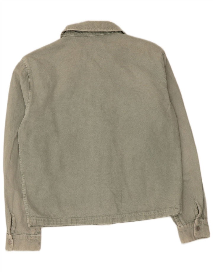 Camisa jeans masculina Zara algodão verde médio