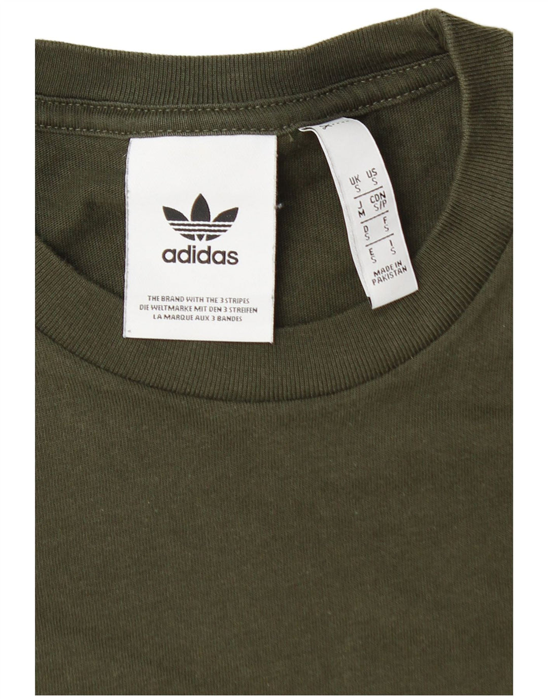 ADIDAS Mens T-Shirt Top Pequeno Algodão Cáqui