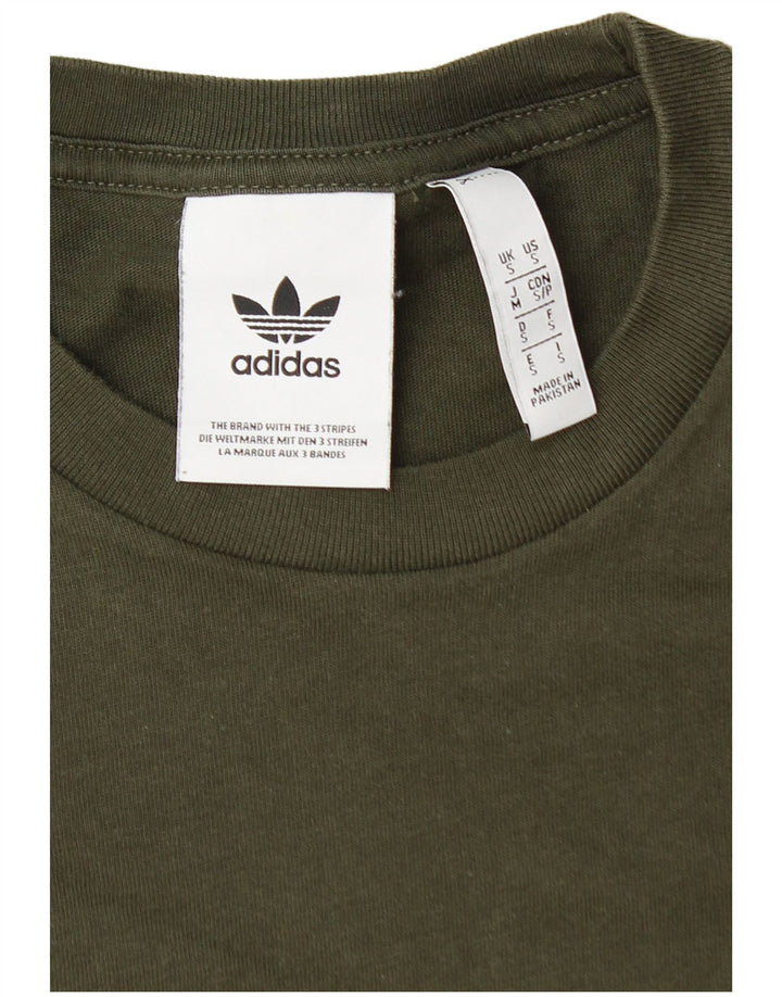 ADIDAS Mens T-Shirt Top Pequeno Algodão Cáqui