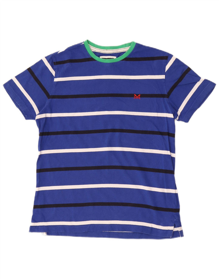 Camiseta masculina Crew Clothing Top algodão listrado azul médio