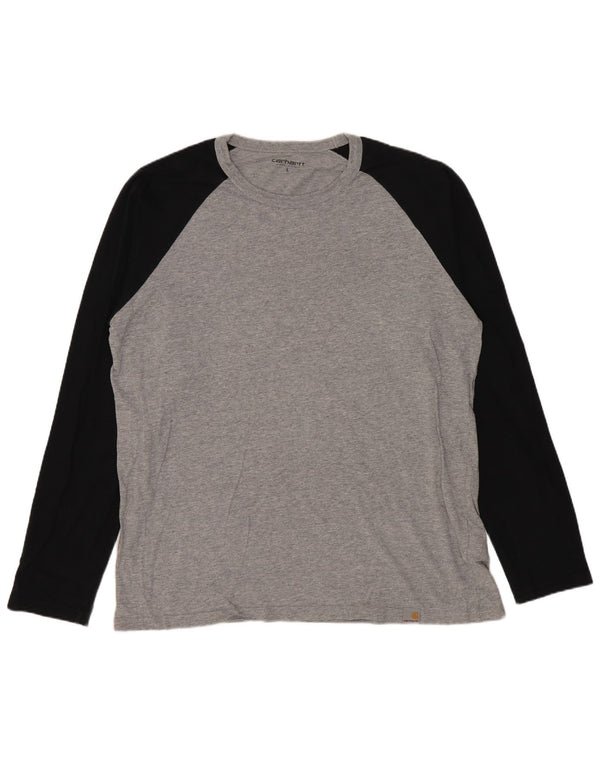 Carhartt Mens Top Manga Longa Grande Algodão Colourblock Cinza