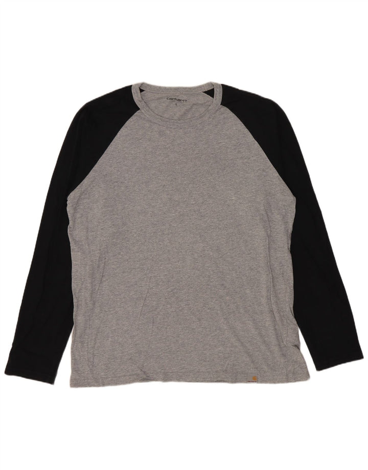 Carhartt Mens Top Manga Longa Grande Algodão Colourblock Cinza