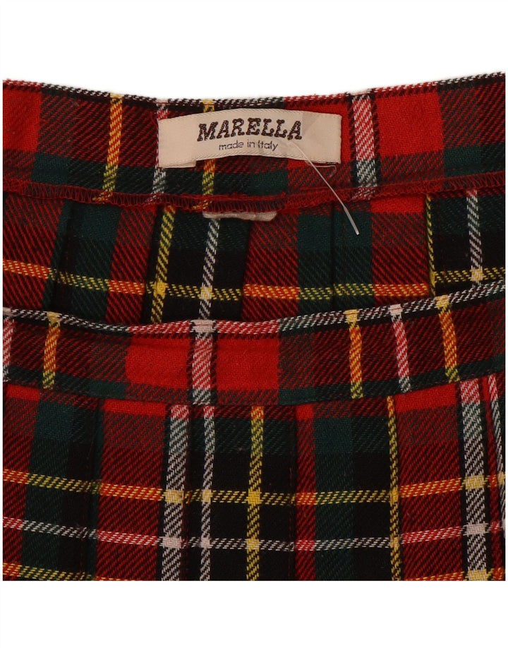 Saia feminina plissada Marella W30 xadrez vermelho médio