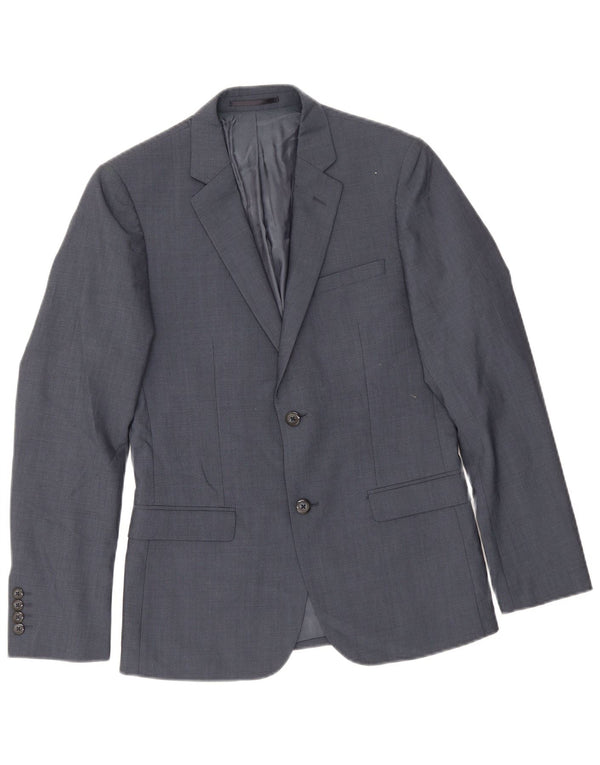Dkny Mens 2 Button Slim Fit Blazer Jacket UK 36 Small Navy Blue Wool