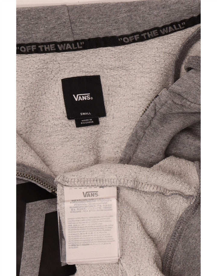 Suéter Vans masculino com capuz e zíper gráfico pequeno cinza algodão