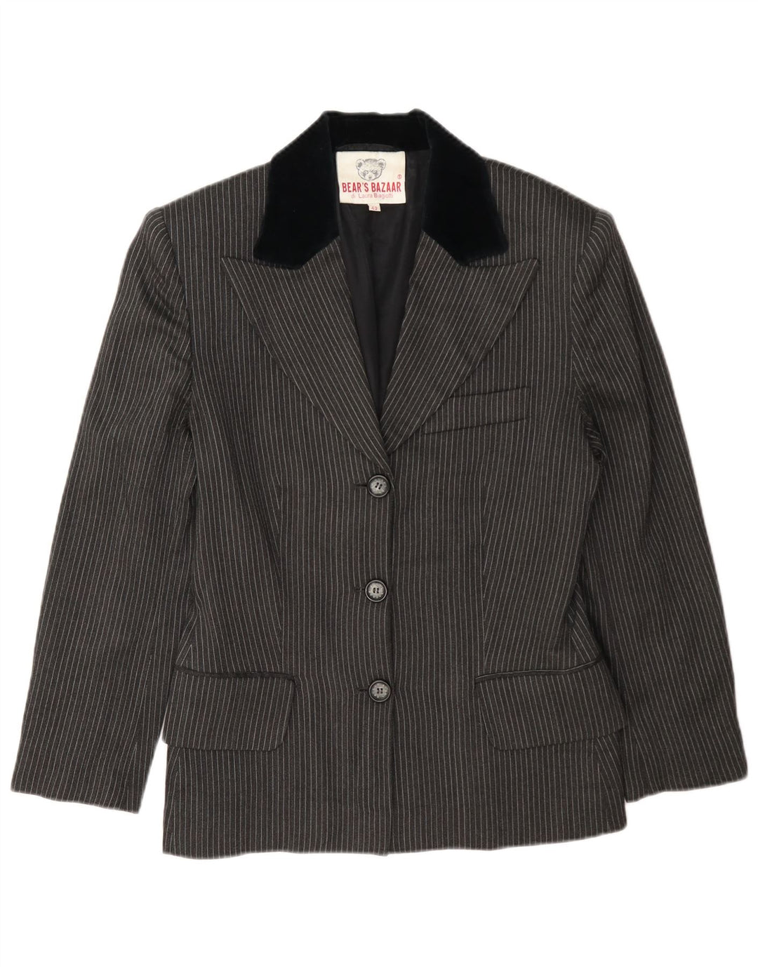 Jaqueta blazer feminina de 3 botões Laura Biagiotti IT 42 risca de giz cinza médio