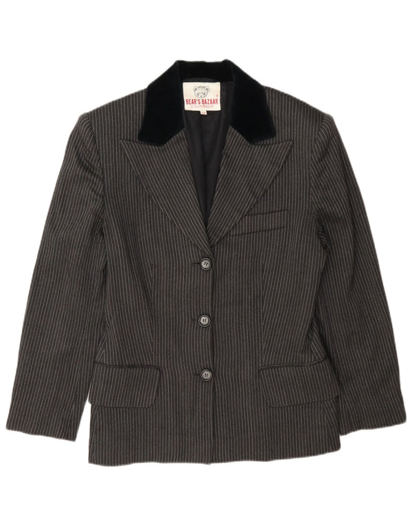 Jaqueta blazer feminina de 3 botões Laura Biagiotti IT 42 risca de giz cinza médio