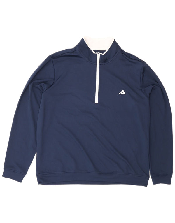 Adidas Mens Zip Neck Moletom Jumper XL Azul Marinho Poliéster