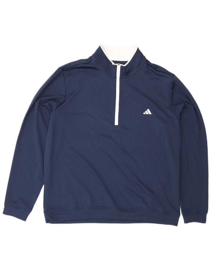 Adidas Mens Zip Neck Moletom Jumper XL Azul Marinho Poliéster