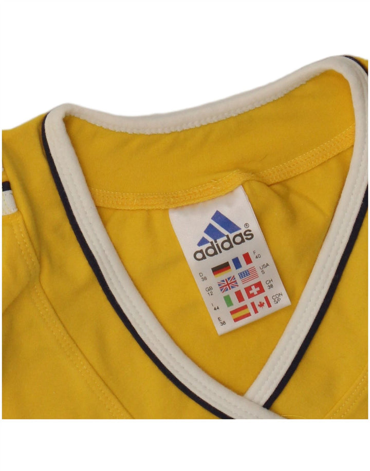 Camiseta Adidas Feminina Crop Top UK 12 Médio Algodão Amarelo