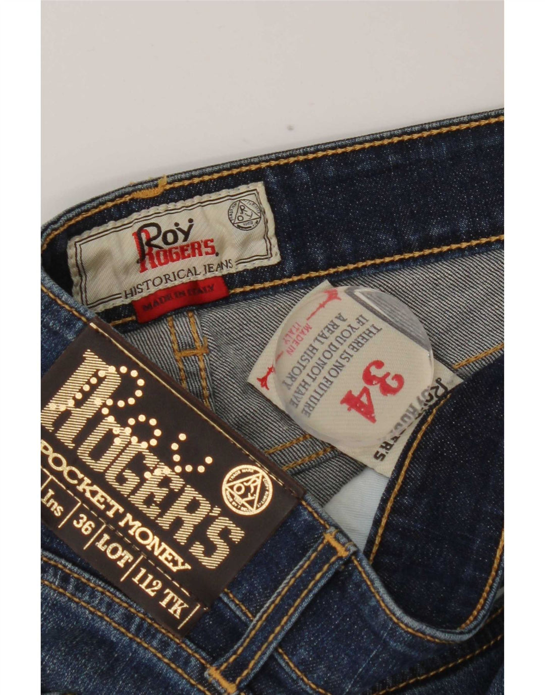 Calça jeans reta masculina Roy Rogers W34 L27 algodão azul marinho
