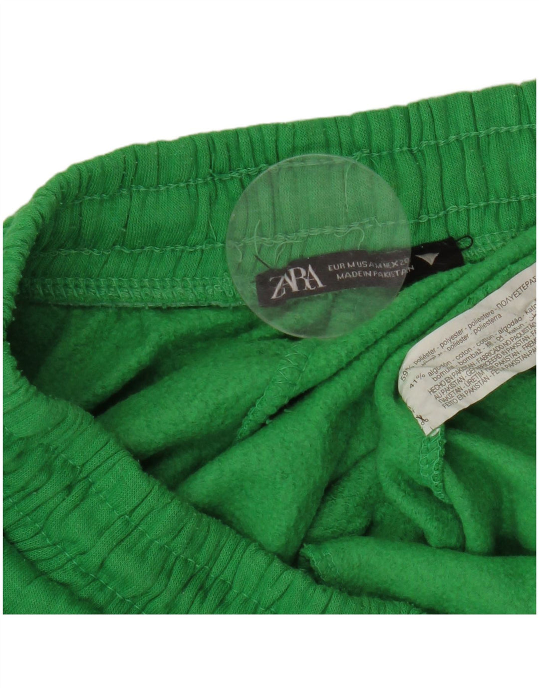 Calça de treino feminina Zara Joggers UK 14 poliéster verde médio