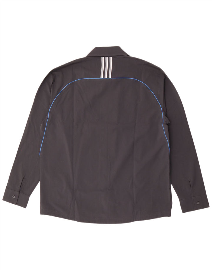 Camisa gráfica masculina Adidas UK 44/46 grande poliéster azul marinho