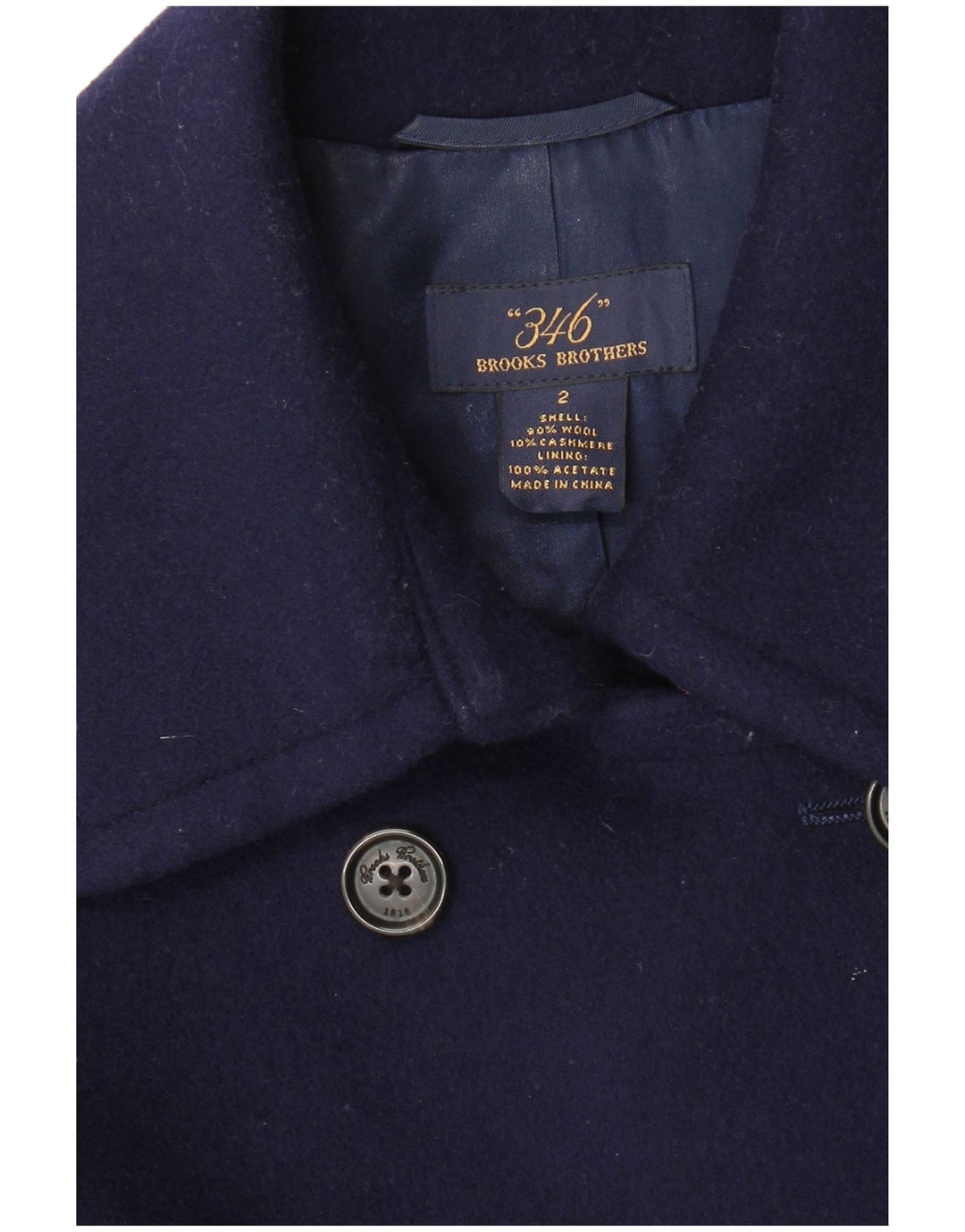 Casaco feminino Brooks Brothers Pea US 2 XS azul marinho lã