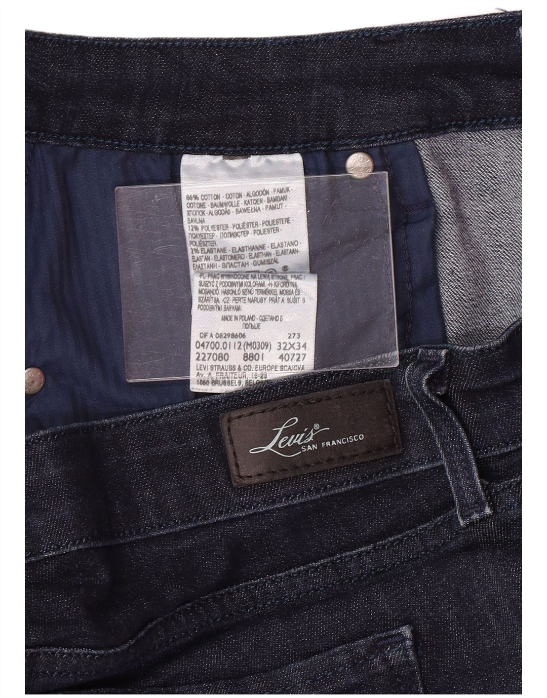 Jeans slim feminino LEVI'S W32 L34 algodão azul marinho