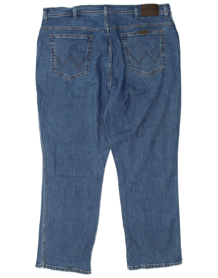 Calça jeans reta masculina WRANGLER regular fit W42 L30 algodão azul