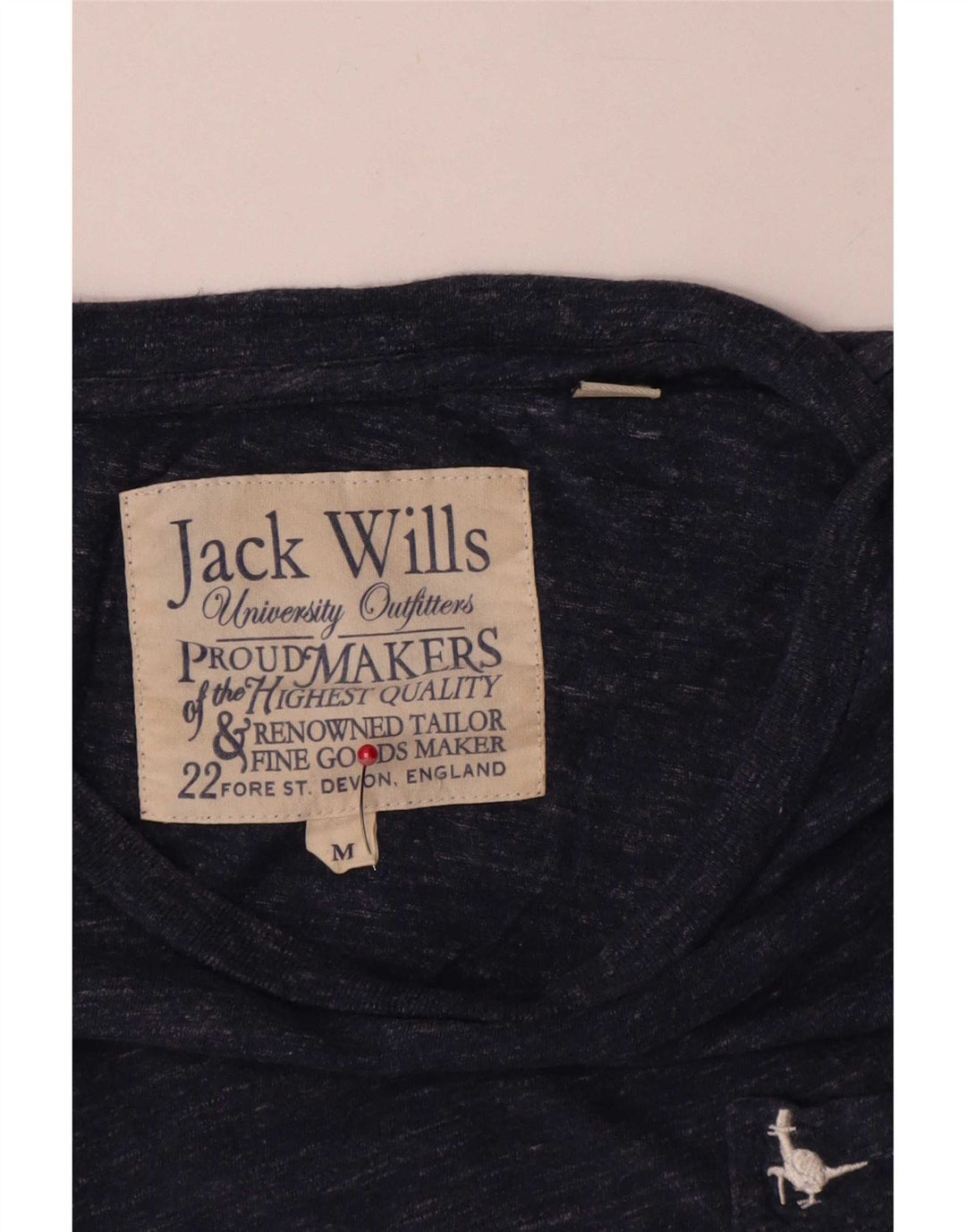 Camiseta masculina Jack Wills Top médio algodão manchado azul marinho