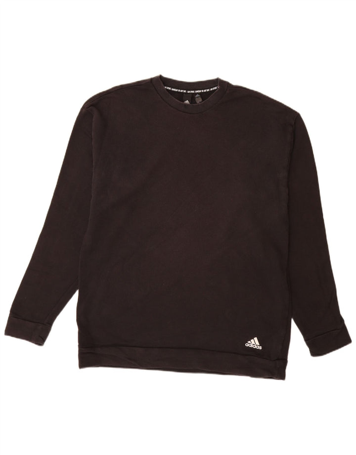 ADIDAS Mens Moletom Jumper Grande Algodão Preto