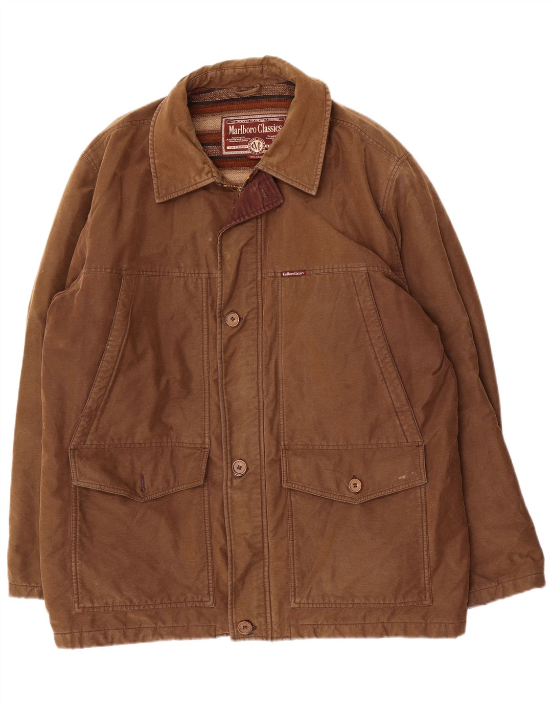 Jaqueta utilitária masculina Marlboro Classics UK 44 2XL algodão marrom