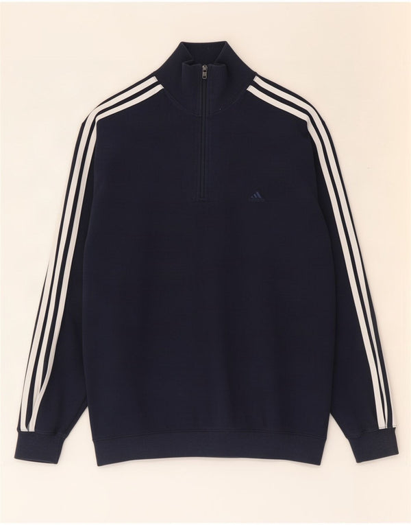 Adidas Mens Zip Neck Moletom Jumper UK 34/36 Pequeno Azul Marinho Algodão
