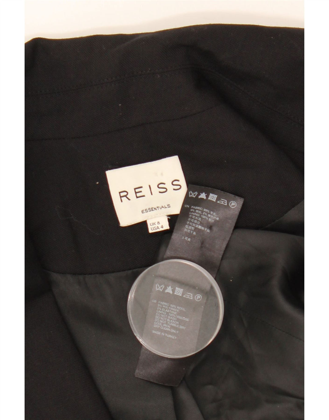 Jaqueta blazer feminina REISS com 1 botão Reino Unido 8 pequena lã preta