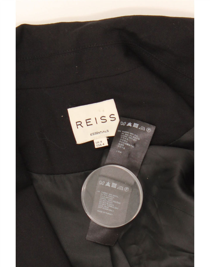 Jaqueta blazer feminina REISS com 1 botão Reino Unido 8 pequena lã preta