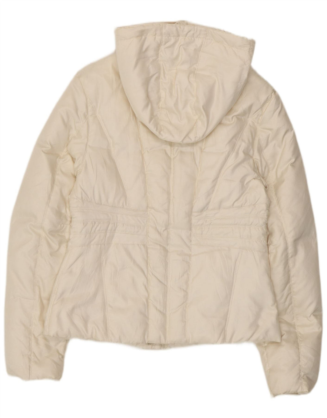 Jaqueta acolchoada com capuz feminino Fila UK 14 grande poliéster branco