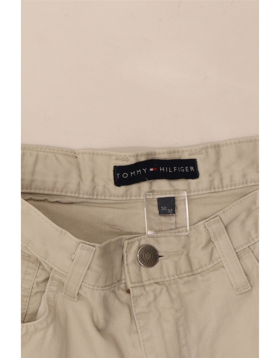 TOMMY HILFIGER Mens Straight Casual Trousers W32 L27 Beige Cotton Vintage Tommy Hilfiger and Second-Hand Tommy Hilfiger from Messina Hembry 