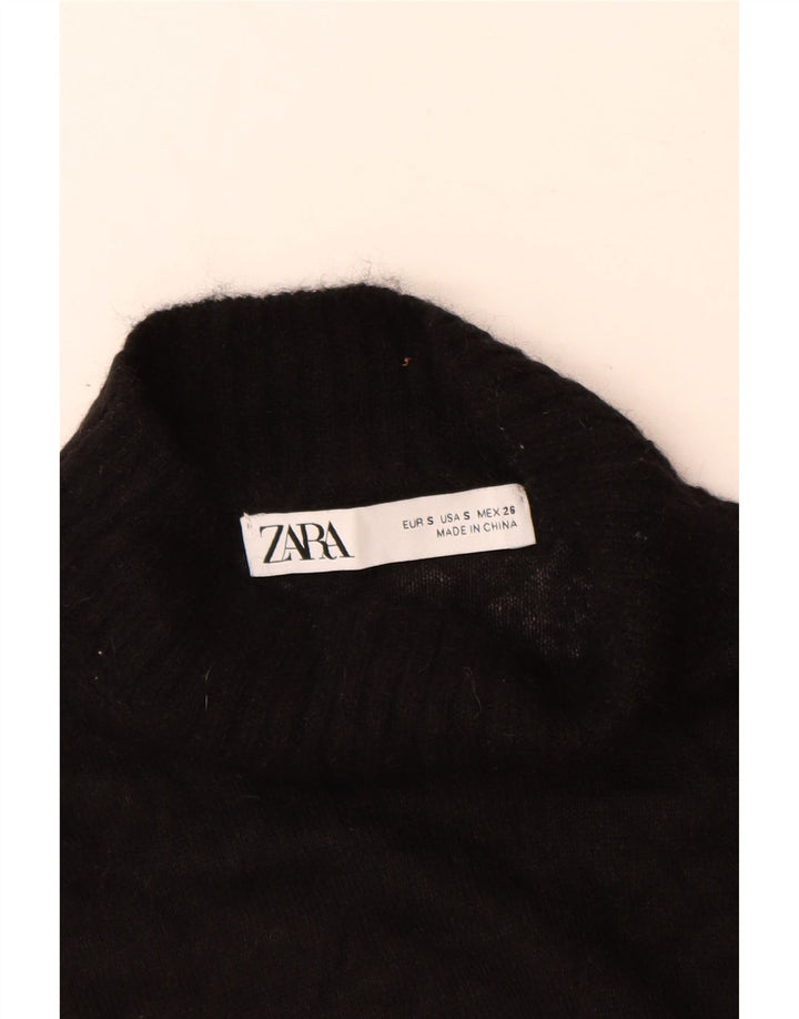 Suéter feminino Zara com gola tartaruga e gola redonda, preto pequeno, 10