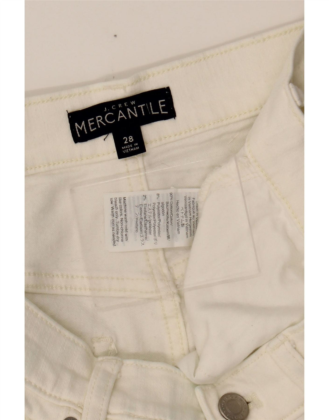 J. CREW Womens Mercantile Denim Shorts W28 Medium White Cotton Vintage J. Crew and Second-Hand J. Crew from Messina Hembry 