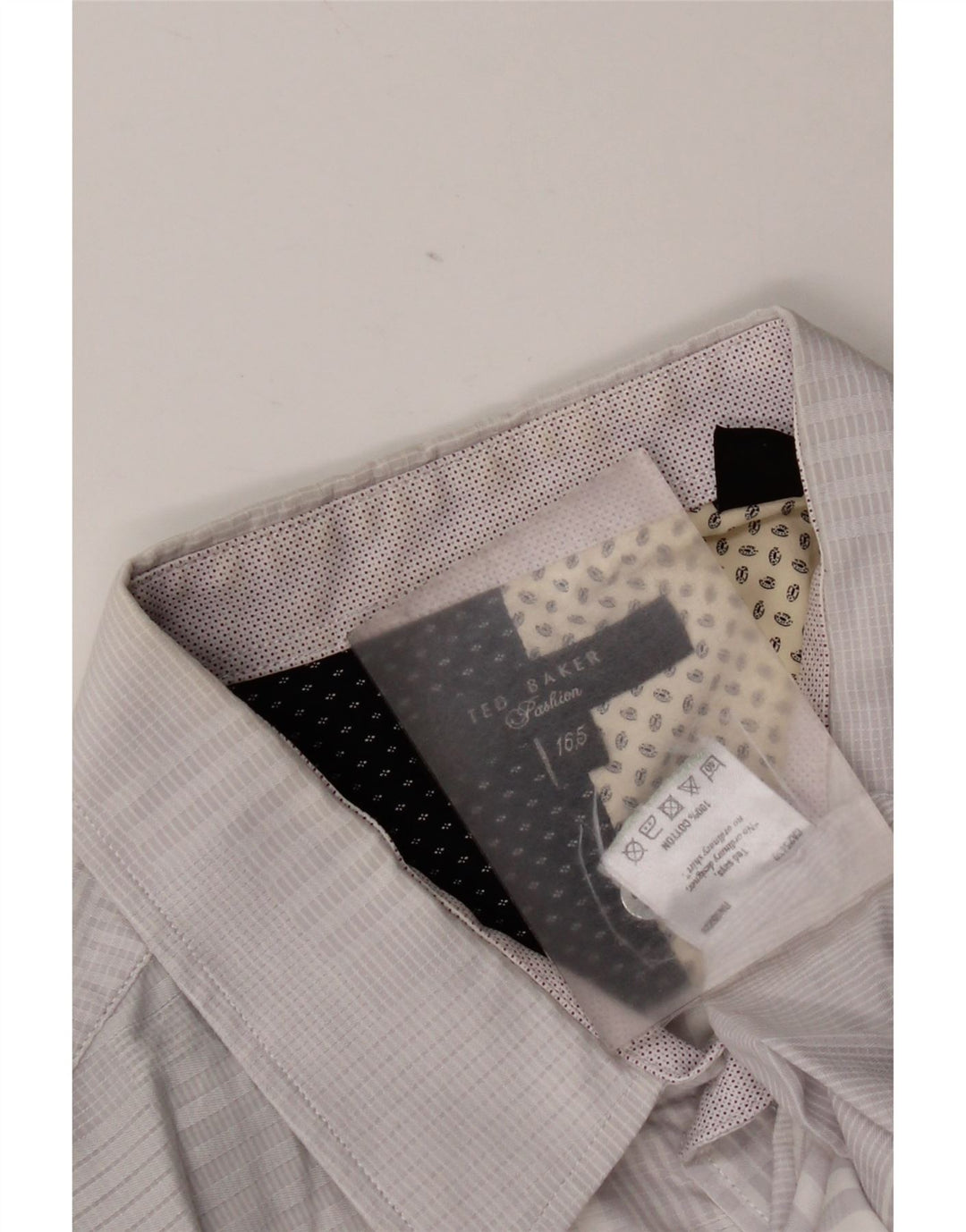 Camisa masculina Ted Baker tamanho 16,5 grande algodão guingão cinza