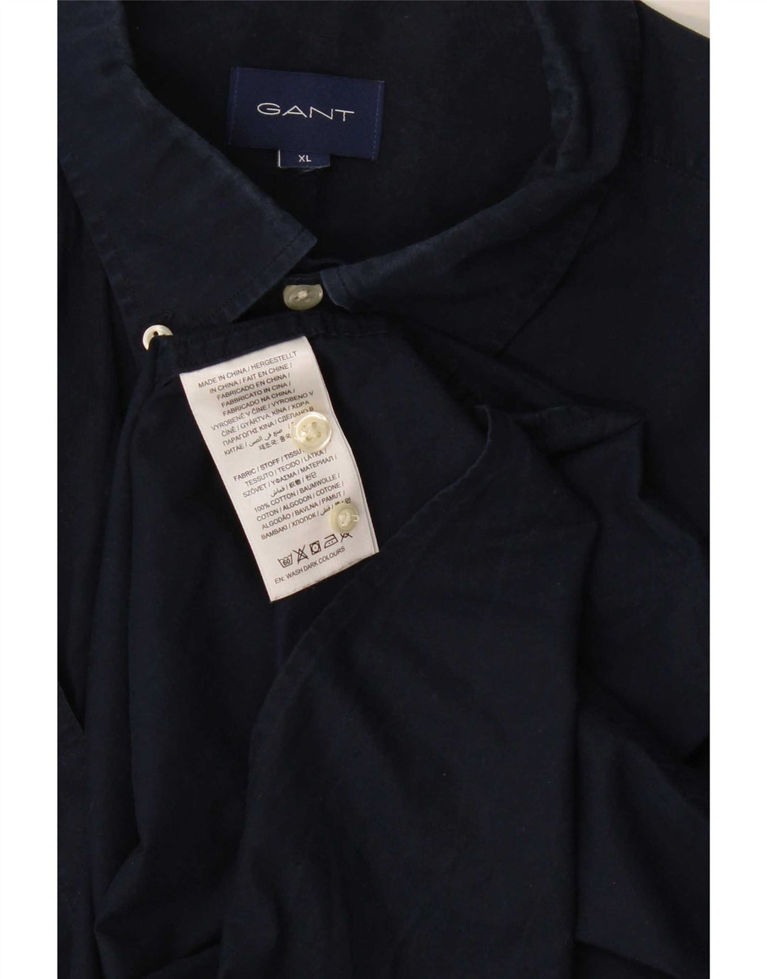Camisa regular masculina Gant XL azul marinho algodão