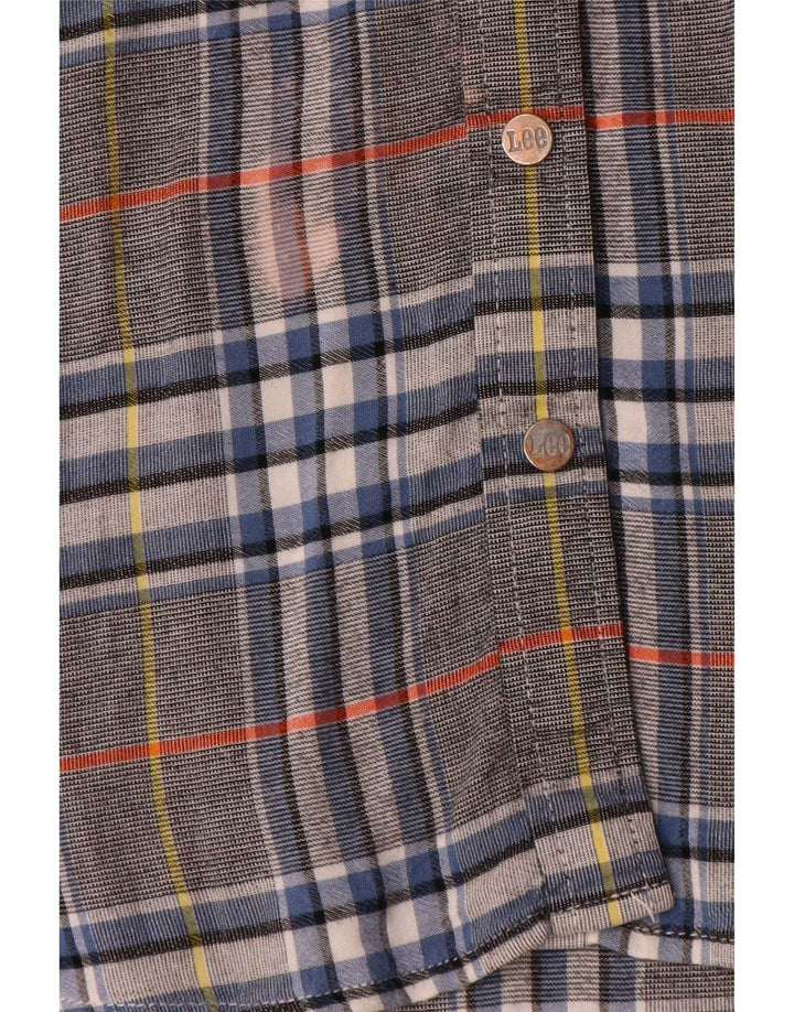Camisa feminina de flanela Lee Reino Unido 16 grande viscose xadrez cinza