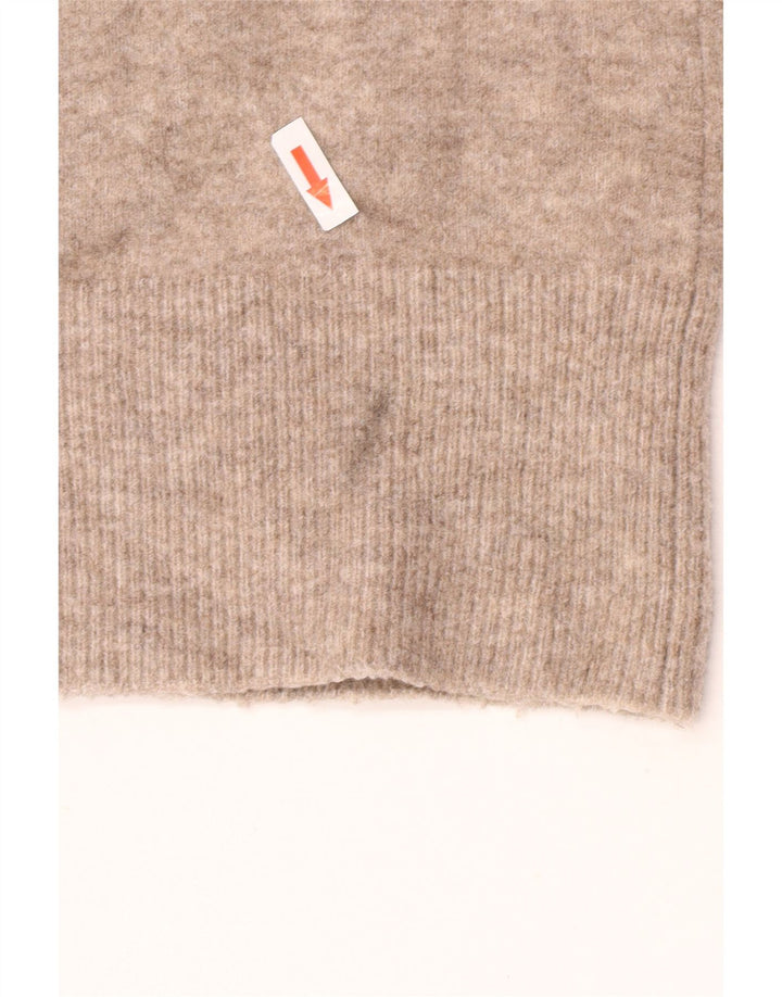 Zara Suéter feminino oversized com decote em V Reino Unido 10 pequeno marrom manchado
