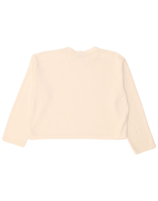 Zara Womens Crop Oversized Top Manga Longa Reino Unido 14 Médio Branco