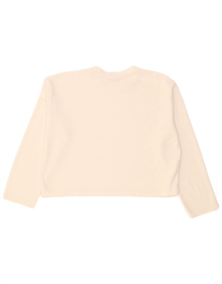 Zara Womens Crop Oversized Top Manga Longa Reino Unido 14 Médio Branco