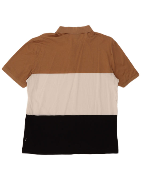 Camisa polo masculina Hugo Boss grande algodão colorblock multicolorido