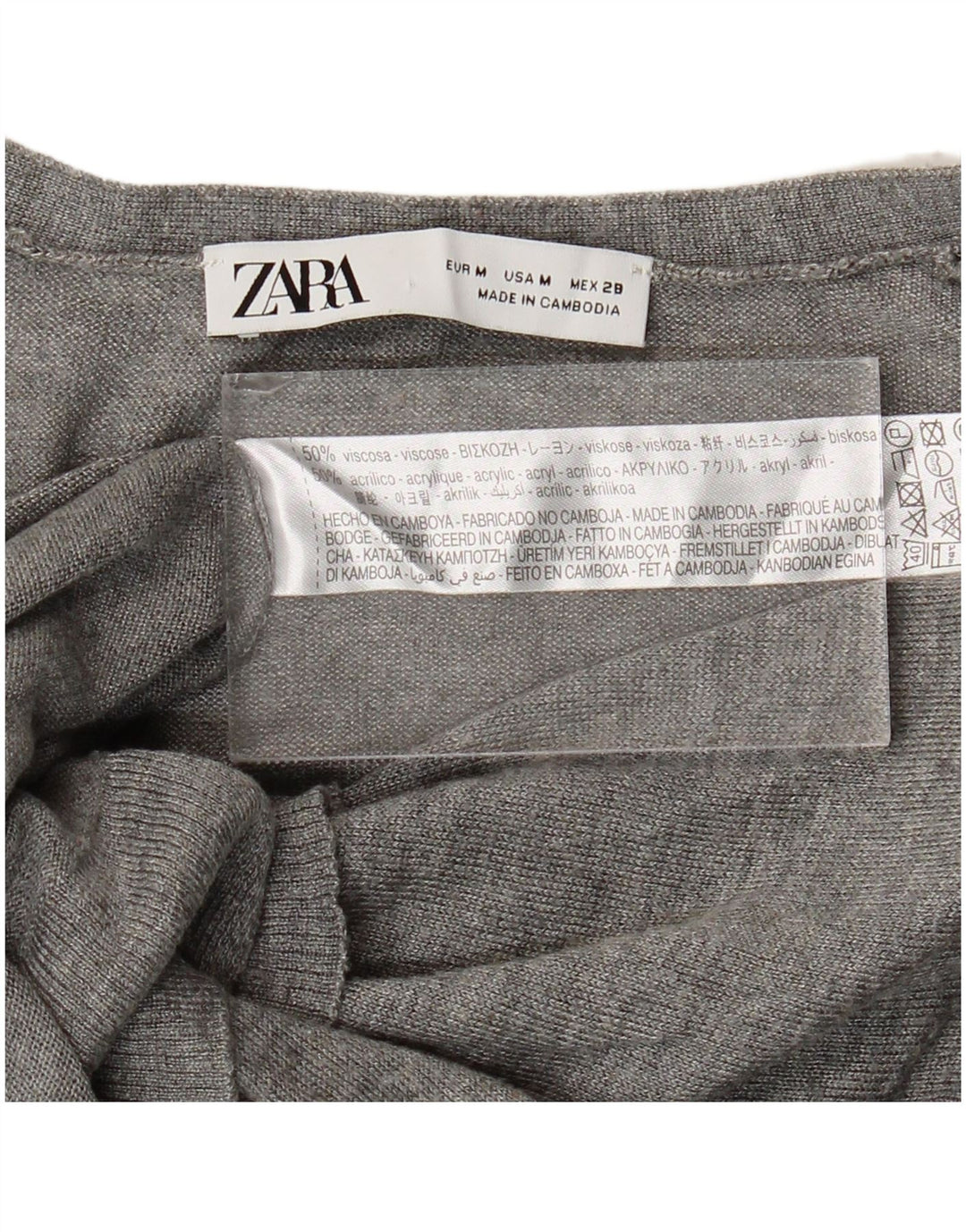 Suéter cardigã feminino Zara Reino Unido 14 Viscose cinza médio