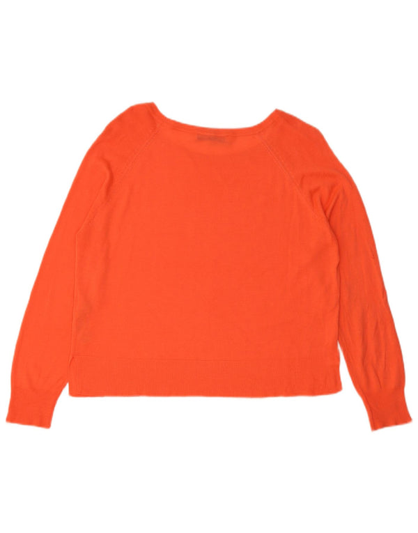 Zara Suéter feminino oversized com gola canoa Reino Unido 10 viscose laranja pequena