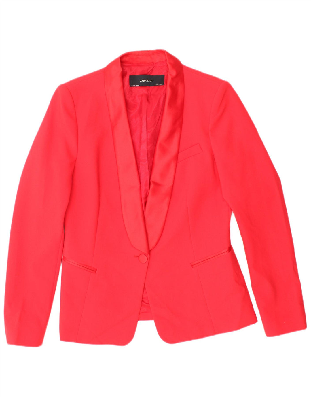 Jaqueta blazer feminina ZARA com 1 botão Reino Unido 14 grande poliéster vermelho