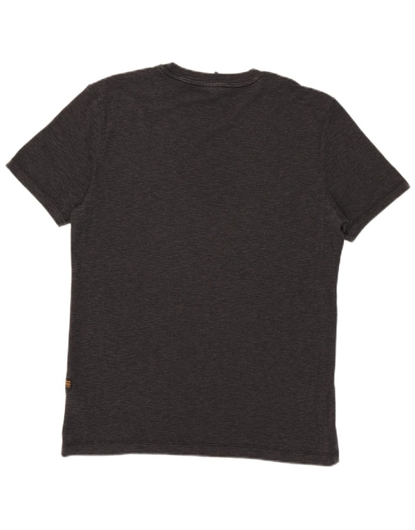 Camiseta gráfica masculina G-Star Top médio algodão manchado preto