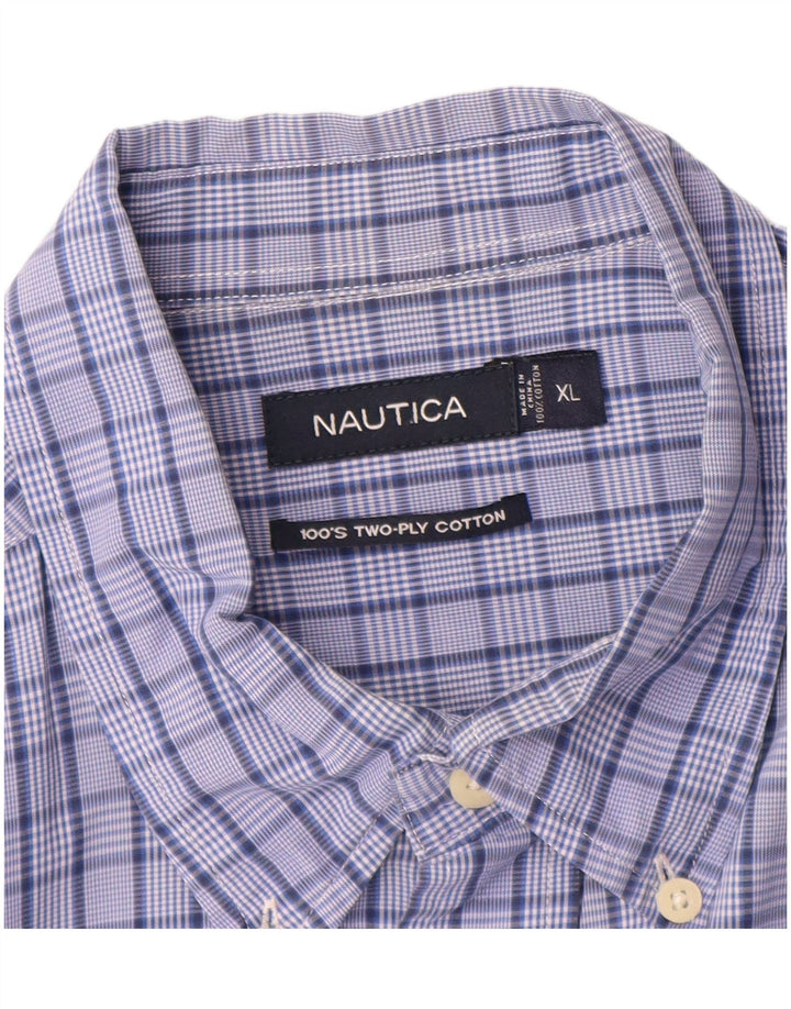 Camisa masculina de manga curta Nautica XL azul xadrez algodão