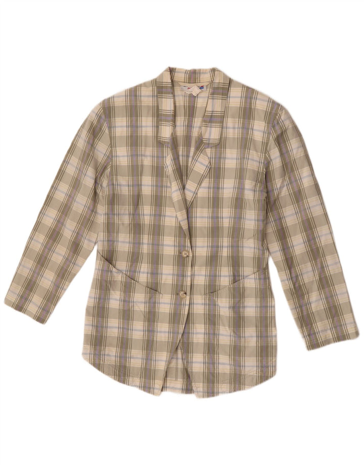 Jaqueta blazer feminina vintage com 2 botões UE 38 xadrez verde médio