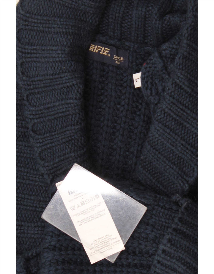 Rifle Suéter Cardigan Masculino Grande Acrílico Azul Marinho