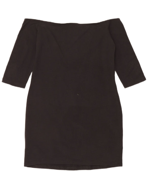 Vestido feminino Adidas manga 3/4 ombro de fora UK 18 XL preto algodão esportivo